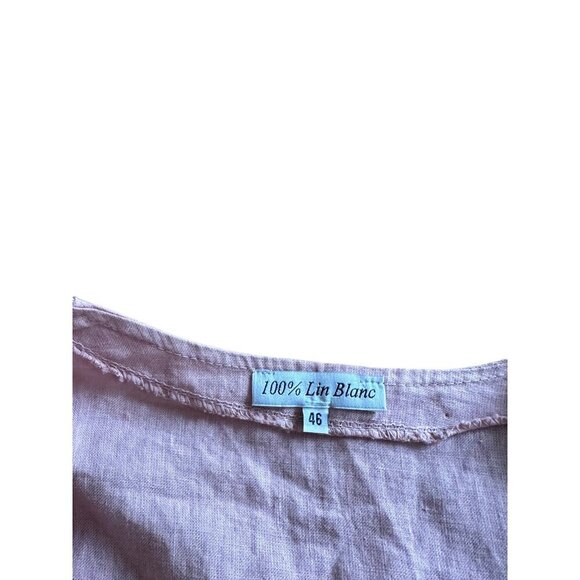 Lin Blanc 100% Linen Pink Floral Embellished Long Dress Lagenlook- Sz 46 Unique - Picture 4 of 10